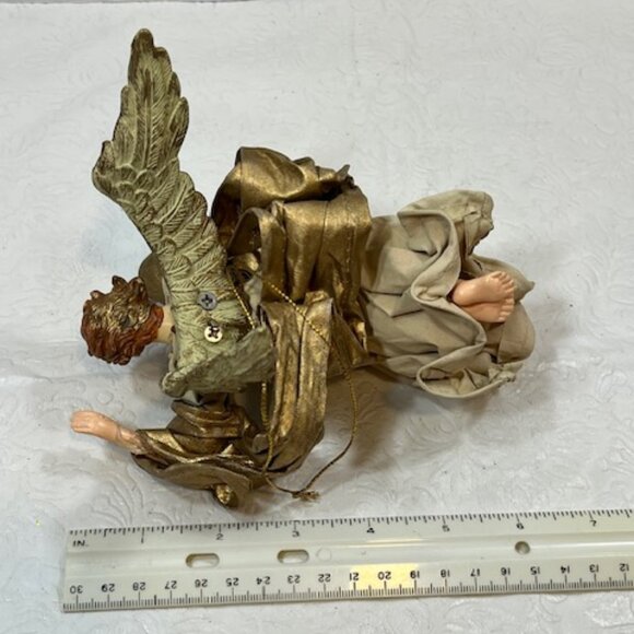 VTG Red Haired Guardian Angel Beige Gown Hanging Holiday Christmas Ornament 6" - Picture 9 of 11